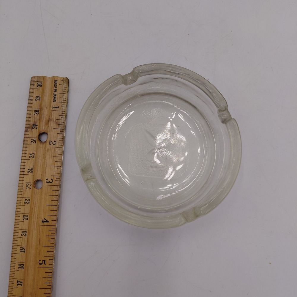 Vtg 70s PLAYBOY Club Bunny Logo ASHTRAY Clear Round Glass 4" Licury Mancave - Picture 2 of 4